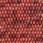 Handcrafted Red Pebble Felt Ball Rug – Soft Wool Area Carpet for Boho Interiors