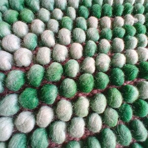 Emerald Green & White Chunky Ball Wool Carpet