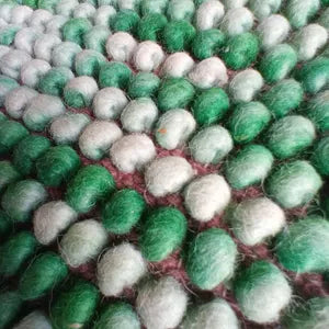 Emerald Green & White Chunky Ball Wool Carpet