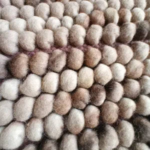 Earth Tone Chunky Felt Pebble Wool Rug – Handmade Boho Carpet