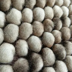 Earth Tone Chunky Felt Pebble Wool Rug – Handmade Boho Carpet