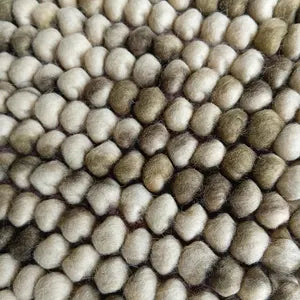 Earth Tone Chunky Felt Pebble Wool Rug – Handmade Boho Carpet