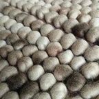 Earth Tone Chunky Felt Pebble Wool Rug – Handmade Boho Carpet