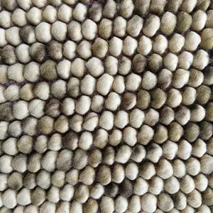 Earth Tone Chunky Felt Pebble Wool Rug – Handmade Boho Carpet