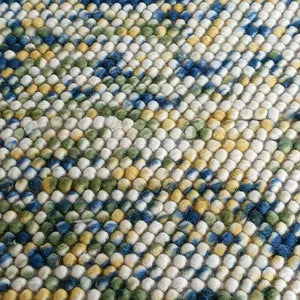 Handmade Felt Wool Pebble Rug – Multicolor Boho Carpet