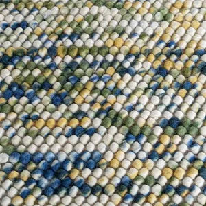 Handmade Felt Wool Pebble Rug – Multicolor Boho Carpet