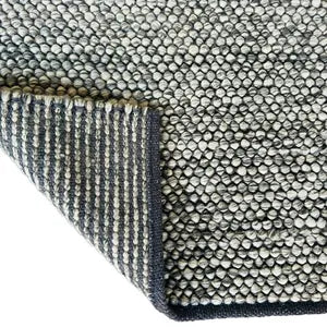 Pebble Weave Handwoven Wool Rug – Gray & Ivory Minimalist Texture