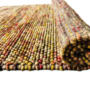 Multicolor Pebble Wool Rug – Felt Ball Carpet