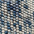 Ocean Pebble Wool Rug – Blue & Ivory Bubble Weave