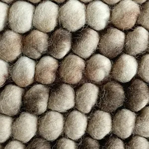 Earth Tone Chunky Felt Pebble Wool Rug – Handmade Boho Carpet