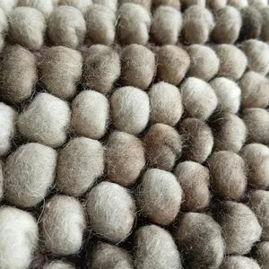 Earth Tone Chunky Felt Pebble Wool Rug – Handmade Boho Carpet