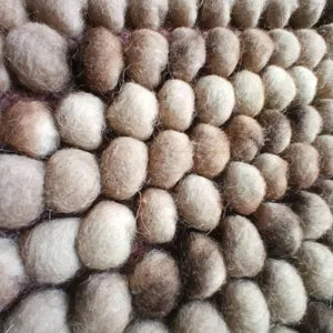 Earth Tone Chunky Felt Pebble Wool Rug – Handmade Boho Carpet