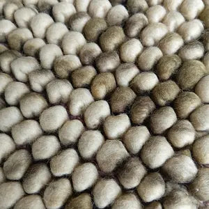 Earth Tone Chunky Felt Pebble Wool Rug – Handmade Boho Carpet