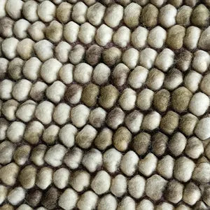 Earth Tone Chunky Felt Pebble Wool Rug – Handmade Boho Carpet