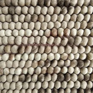 Earth Tone Chunky Felt Pebble Wool Rug – Handmade Boho Carpet
