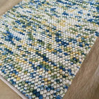 Handmade Felt Wool Pebble Rug – Multicolor Boho Carpet