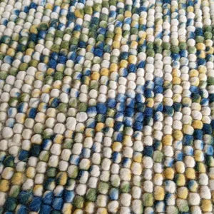 Handmade Felt Wool Pebble Rug – Multicolor Boho Carpet