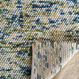 Handmade Felt Wool Pebble Rug – Multicolor Boho Carpet
