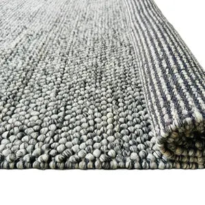 Pebble Weave Handwoven Wool Rug – Gray & Ivory Minimalist Texture