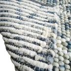Handmade Wool Pebble Rug – Blue Grey Felt Ball Area Rug