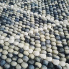 Handmade Wool Pebble Rug – Blue Grey Felt Ball Area Rug