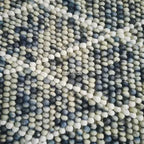Handmade Wool Pebble Rug – Blue Grey Felt Ball Area Rug
