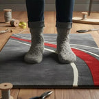 Modern Racing Stripe Hand-Tufted Wool Area Rug
