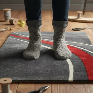 Modern Racing Stripe Hand-Tufted Wool Area Rug