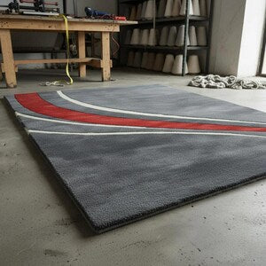 Modern Racing Stripe Hand-Tufted Wool Area Rug
