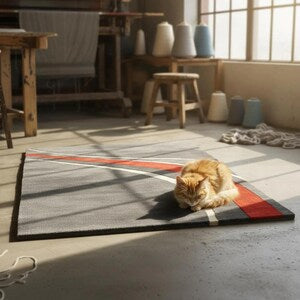 Modern Racing Stripe Hand-Tufted Wool Area Rug
