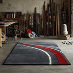 Modern Racing Stripe Hand-Tufted Wool Area Rug