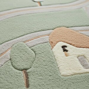 Sage Green Hand-Tufted Wool Kids Play Rug