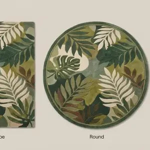 Modern Botanical Leaf Wool Hand-Tufted Rug