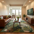 Modern Botanical Leaf Wool Hand-Tufted Rug