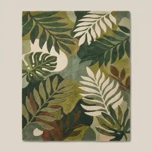 Modern Botanical Leaf Wool Hand-Tufted Rug