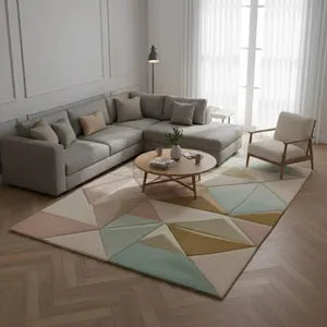 Modern 3D Geometric Hand-Tufted Rug – Pastel Design
