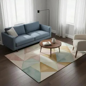 Modern 3D Geometric Hand-Tufted Rug – Pastel Design