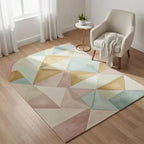 Modern 3D Geometric Hand-Tufted Rug – Pastel Design