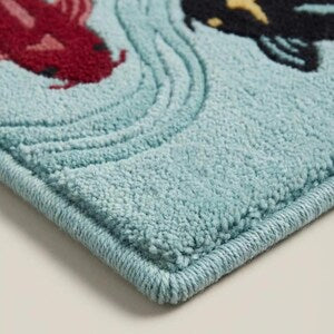 Hand-Tufted Koi Runner Rug – Japanese Style in Aqua Blue