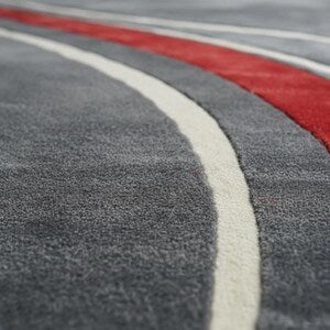 Modern Racing Stripe Hand-Tufted Wool Area Rug