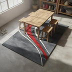 Modern Racing Stripe Hand-Tufted Wool Area Rug
