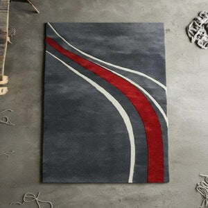 Modern Racing Stripe Hand-Tufted Wool Area Rug