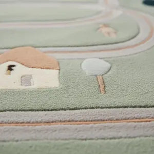Sage Green Hand-Tufted Wool Kids Play Rug