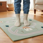 Sage Green Hand-Tufted Wool Kids Play Rug