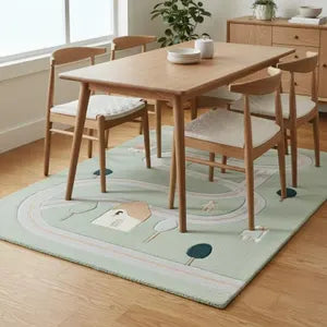 Sage Green Hand-Tufted Wool Kids Play Rug