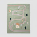 Sage Green Hand-Tufted Wool Kids Play Rug