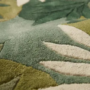 Modern Botanical Leaf Wool Hand-Tufted Rug