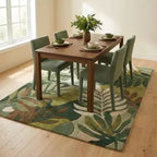 Modern Botanical Leaf Wool Hand-Tufted Rug