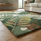 Modern Botanical Leaf Wool Hand-Tufted Rug