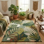Modern Botanical Leaf Wool Hand-Tufted Rug